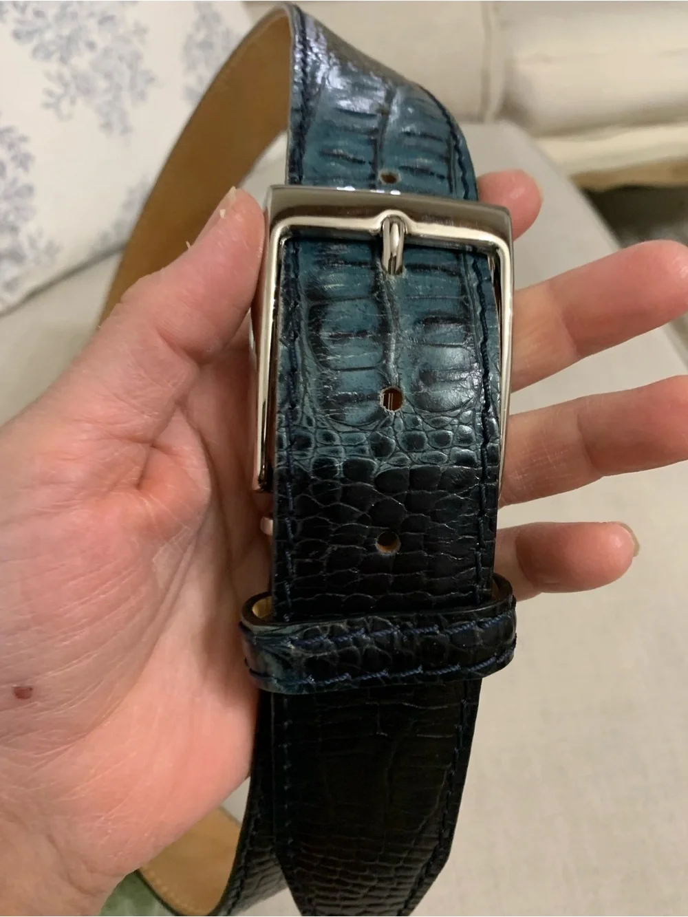 Roger Ximenez Midnight mock crocodile Italian leather Belt Size 38